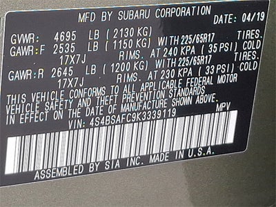 2019 Subaru Outback 2.5i Premium