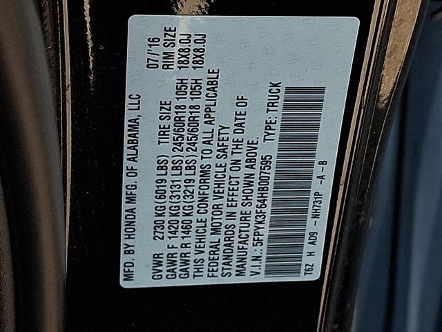 2017 Honda Ridgeline RTL-T