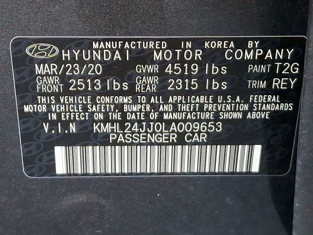 2020 Hyundai Sonata Hybrid Blue