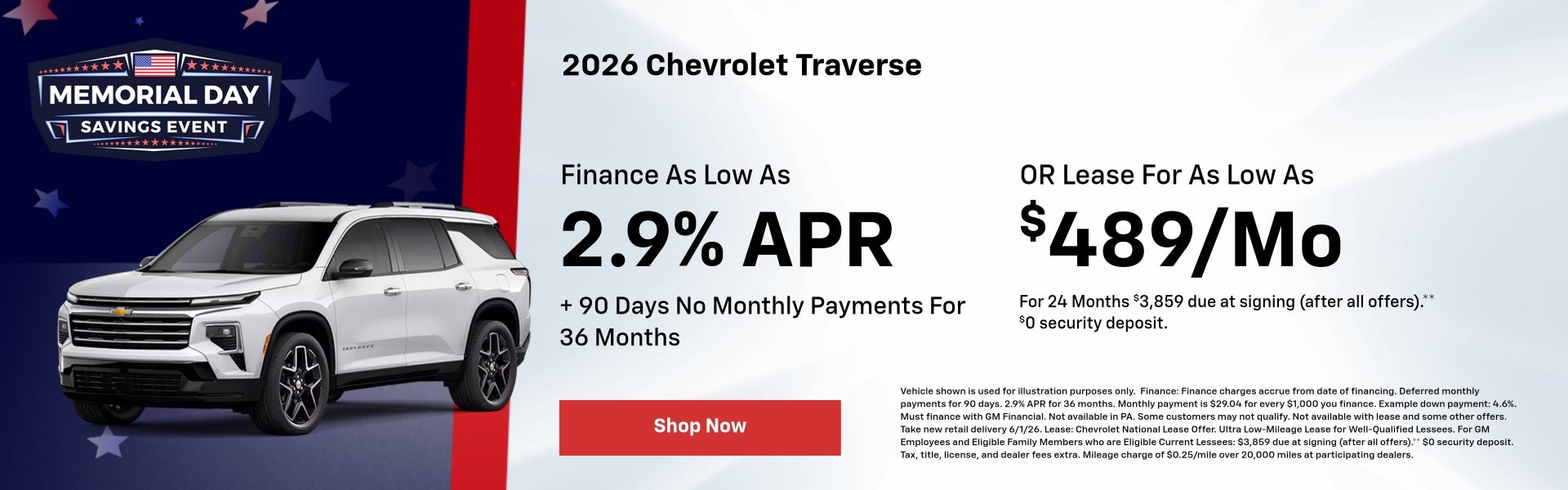 2026 Chevrolet Traverse May Specials